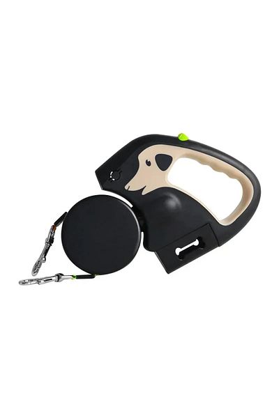 Choice 3M Khaki 3m Retractable Rotating Pet Leash for 2 Dogs Multifunctional Double Rope Leashes with Flash