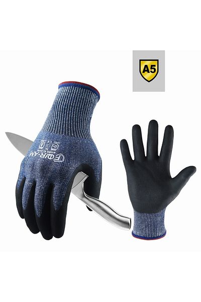 Choice L Blue Level 5 Cut-resistant Gloves, Firm Non-slip Grip, Heavy Duty Work, Durable & Breathable Nitri