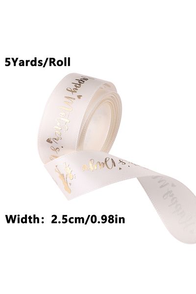 Choice 25mm white 5 Yards Happy Mother's Day Ribbon, Pink Red Ribbon for Gift Wrapping, Satin Ribbon for Fl