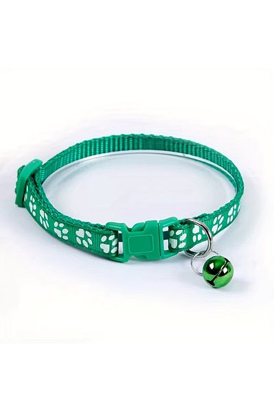 Choice green Fashion Pet Cats Collar Colorful Pattern Cute Bell Adjustable Collars For Cats Kitten DIY Ring