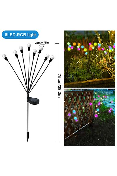 Choice 1Pcs 8LED RGB 8/10 LED Outdoor Solar Firefly Lights Warm White RGB IP65 Waterproof Garden Starburst