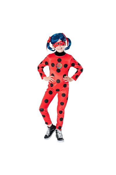 Miraculous Premium Miraculous Ladybug Costume With Mask And Wig For Girls, 7-8 Years, 122-128 Cm