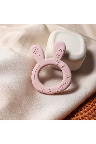 Choice pink 2024 New Baby Teether carrot bunny Shape Silicone Teether Teething Toy Kids Sensory Educational