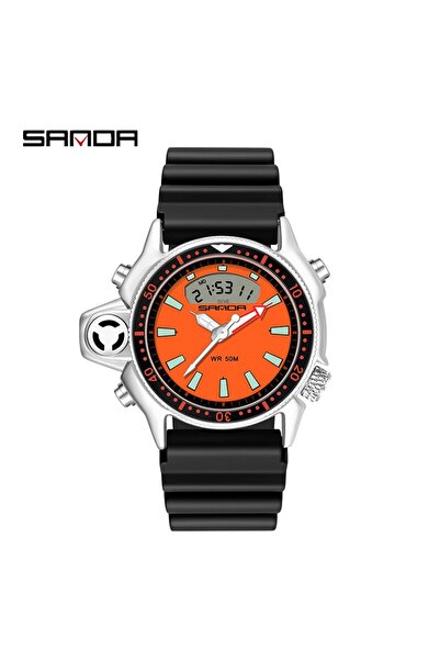 Choice رقم 3008 ساعة SANDA رياضية للرجال كوارتز رقمية برتقالية ساعات غوص إبدا...