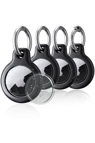 Choice C-4pcs Waterproof Cover for Apple Airtag Holder Keychain with Anti-Lost Keyring Hard TPU AirTag Case