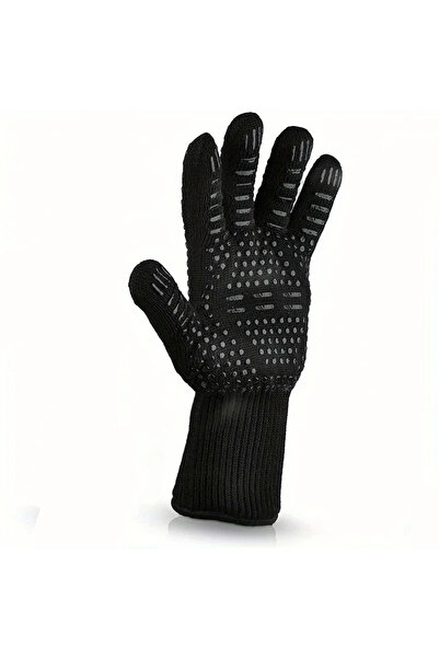 Choice قفازات شواء سوداء مقاس 33 سم، قطعة واحدة، مقاومة لدرجات الحرارة العالية، قفازات فرن 500-800 درجة، مقاومة للحريق