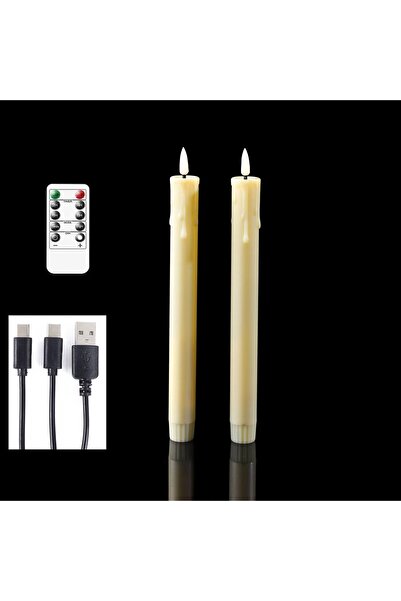 Choice مجموعة من شمعتين مدببتين LED قابلة لإعادة الشحن عبر USB لعيد الميلاد، ...