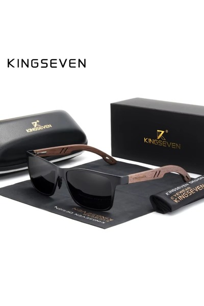 Choice Black KINGSEVEN Brand Wooden Sunglasses High Quality Rectangle Frame M...