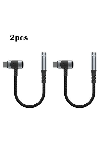Choice 12.7cm 2 pcs adapter USB C to 3.5mm earphones and charger adapter 2-in-1 C-type to Aux microphone j