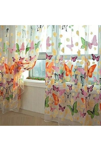Choice 1PC 1PC Rod Pocket New Beautiful Window Curtain Large Butterfly Print Screens
