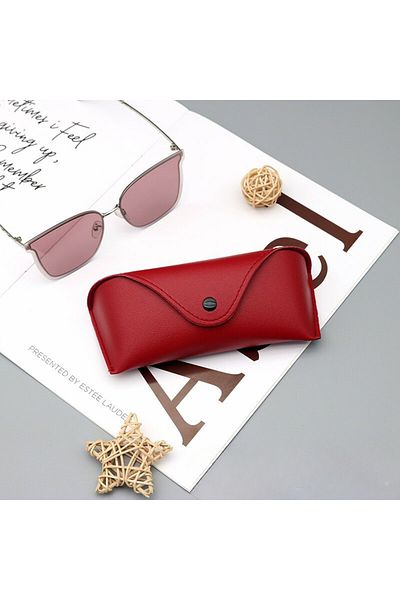 Choice Red Glasses Box Solid Color High-end Leather Sunglasses Myopia Glasses Pressure Resistant Sunglasses