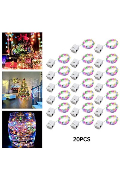 Choice مجموعة من 20 مصباحًا خرافيًا من سلسلة مصابيح LED RGB بطول 2 متر، 20 مص...