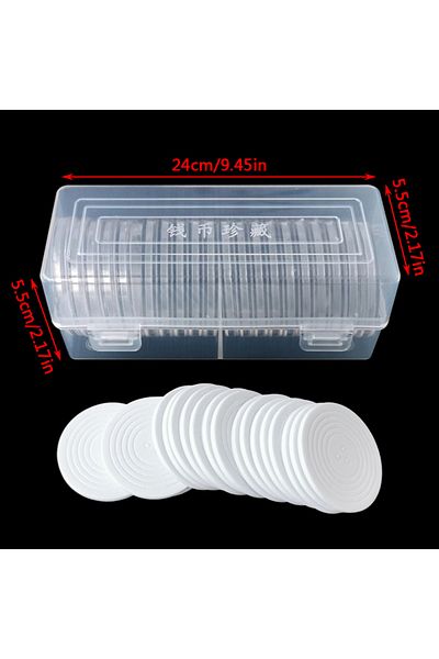 Choice 7002957 20Pcs 46mm Coin Capsule Plastic Holder Container Storage Box Case Organizer