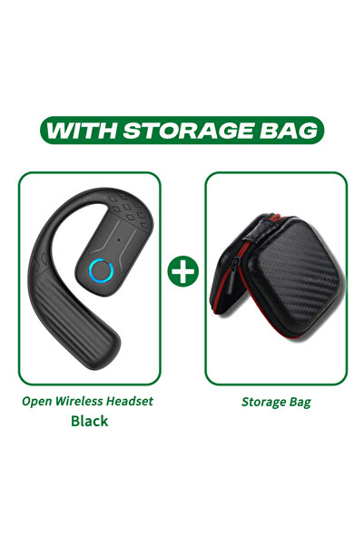 Choice سماعة رأس لاسلكية مفتوحة بلوتوث 5.4 مع حقيبة باللون الأسود، تدور 180 د...