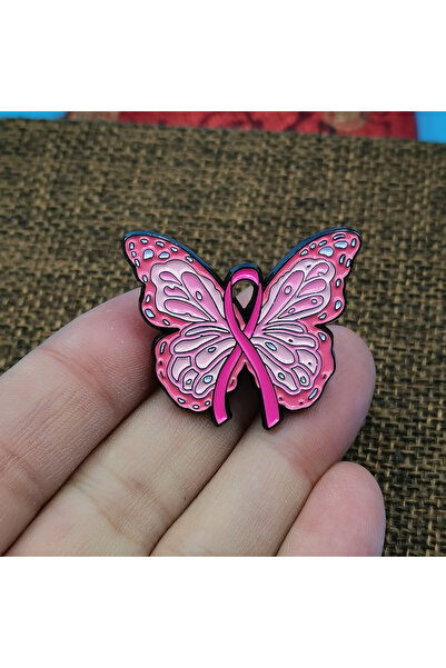 Choice مجموعة شرائط الفراشة الوردية من دبابيس الفراشة المينا لسرطان الثدي، هد...