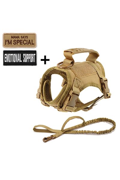 Choice GOLD Tactical Cat Harness Leash with 2 Patches Small Dog Puppy Vest Straps with Handle Working Train