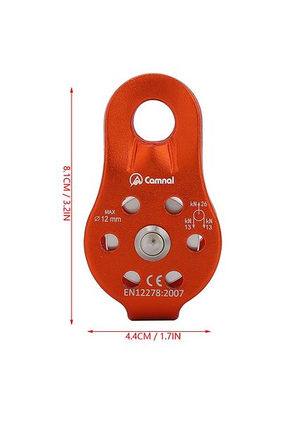 Choice Red 26kn Aluminium Alloy Heavy Duty Single Swivel Rope Pulley Block For 12mm Rope Climbing
