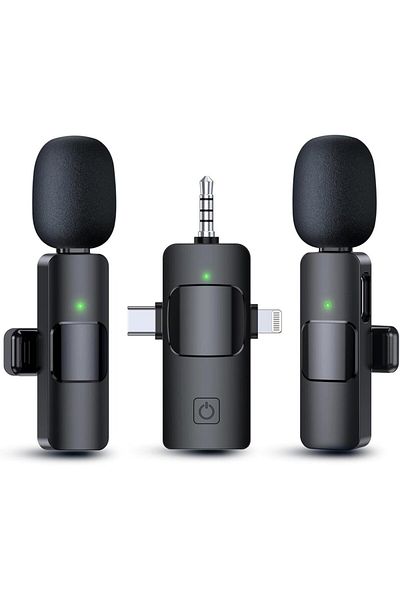 Choice 1to2-K13 3 in 1 Wireless Microphone for iPhone Android Wireless Lavalier Microphone Noise Canceling