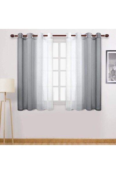 Choice Gray 1pc Curtain Faux Grommet Filter Semi Transparent Gradient Curtain...