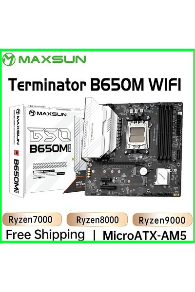 Choice اللوحات الأم لجهاز كمبيوتر MAXSUN Terminator B650M WiFi6 تدعم اللوحة الأم معالج AMD AM5 وRyzen7000 وRyzen8