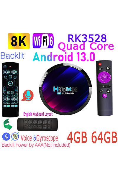 Choice EU Plug 4GB 64GB MX3PRO Android 13.0 TV BOX RK3528 Quad Core Rockchip 2.4G 5G WIFI6 BT5.0 LAN 100M G