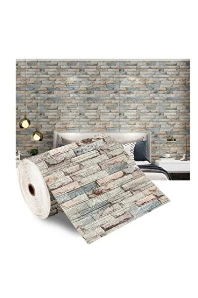 Choice 70 سم × 200 سم أزرق رمادي 70 سم × 2 متر 3D رغوة ناعمة ورق جدران من الطوب لفة ملصقات ذاتية اللصق DIY غرفة المعيشة