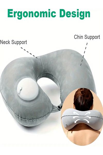 Choice Grey 1pc Travel Pillows Airplanes Inflatable Super Light Portable Neck Pillow U-shape Automatic Infl