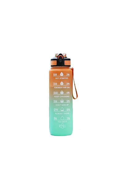 Choice Orange Gradient Color 1000mL Large Capacity Outdoor Sports Plastic Cup, Bouncing Suction Nozzle, Spa