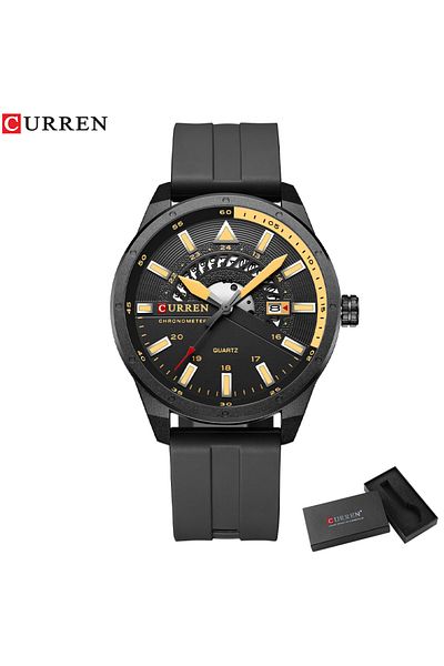 Curren Yellow Box Fashion Men Watch Top Brand Luxury Waterproof Sport Mens Watches Silicone Automati
