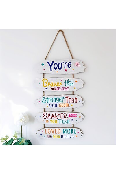 Choice GP-5 قطعة واحدة من ديكورات الحائط الخشبية الملهمة المعلقة للاحتفالات للمنزل والهدايا ثلاثية الأبعاد مع حبل للغرفة و