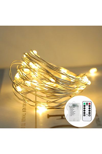 Choice 5M 50LED Warm light 2/5/10M LED 8 Mode Fairy Light Remote Control Battery Box Copper Wire String Lig