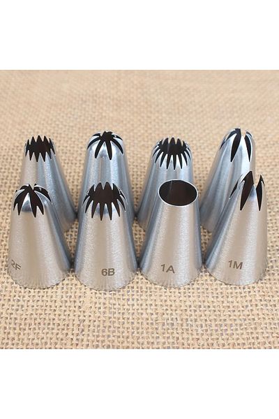 Choice 8pcs Piping Nozzles Set, Stainless Steel Icing Nozzles, Cream Cake Piping Tips For Dessert Biscui...