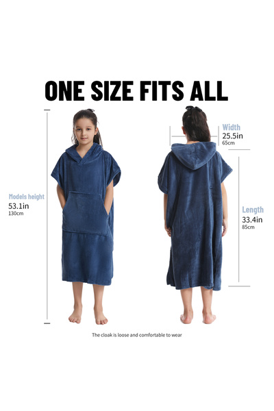 Choice NAVY Microfiber Kids Changing Towel Robe: Soft Plush Bath Towels - Warm Coral Fleece Hoodie - Swim S
