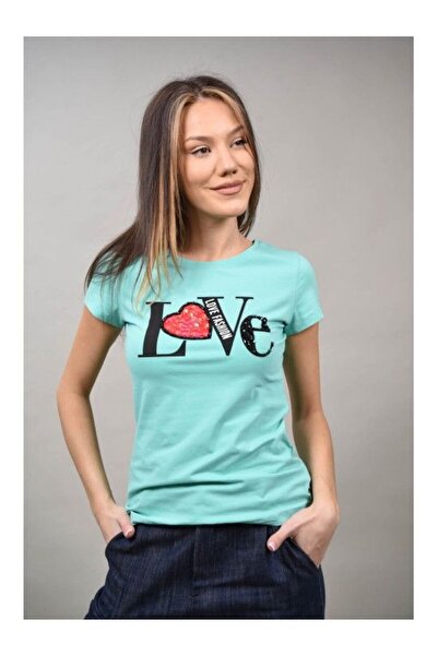 Monte Cervino TRICOU IMPRIMEU LOVE Turcoaz L-XL