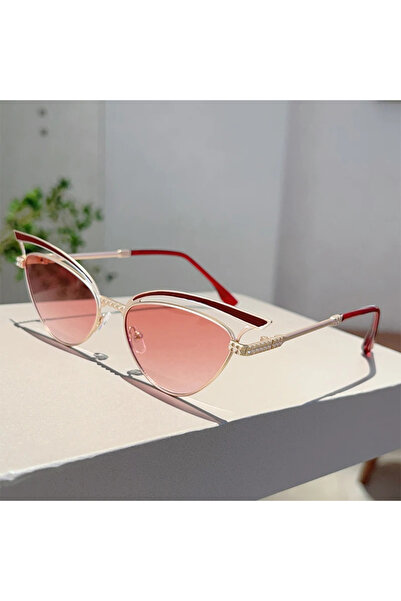 Choice as picture shows g-gradient pink KAMMPT Hollowed Cat Eye Sunglasses Wo...