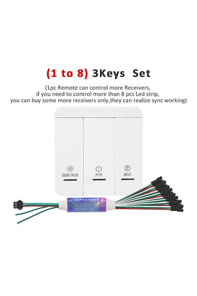MJJC 1 to 8 3 Keys Set DC 5-24V Horse Racing LED Strip Controller 3 Keys Panel Sync Control WS2811 1903 I