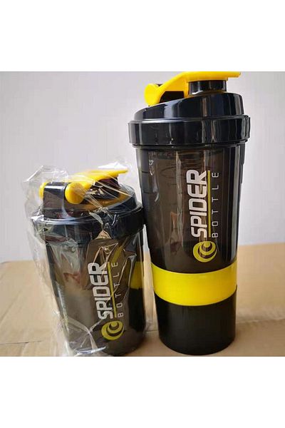 Choice 501-600ml black 3 Layers Shaker Protein Bottle Powder Shake Cup Water Bottle Plastic Mixing Cup Body