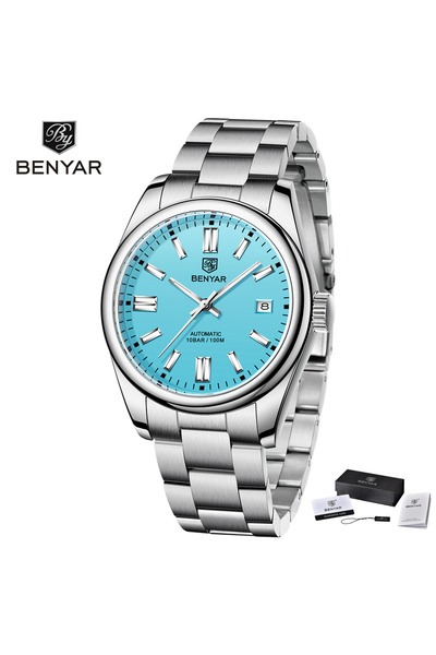Choice ساعة BENYAR 2024 الجديدة للرجال، ميكانيكية أوتوماتيكية، Seagull ST6، ميكانيكية، من الفولاذ المقاوم للصدأ، بسوار من الفولاذ المقاوم للصدأ