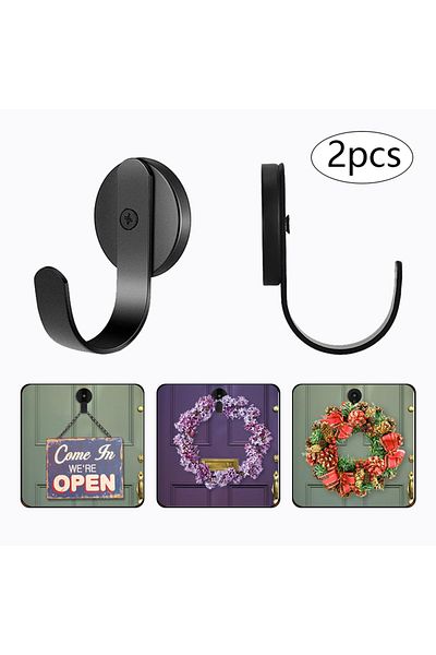 Choice M 2pcs black 2Pcs Christmas Flower Ring Hooks, Magnetic Suction Hooks, Metal Front Door Hooks, Multi