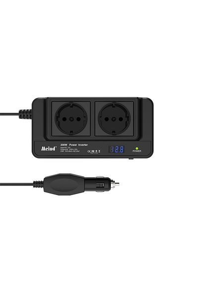 Meind black Highly recommend Meind 200w car inverter 12v to 220v power inverter for car