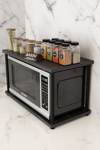 BARIN DESIGN Çevir Kur Mutfak Tezgah Üstü Mikrodalga Rafı Çok Amaçlı Organize...