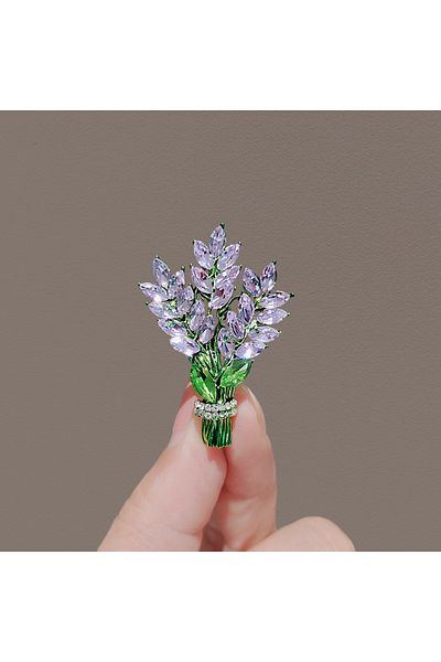 Choice Style C 1pc Women's Elegant Romantic Brooch Purple Leaf Flower Design Alloy Crystal Plant Brooch Par