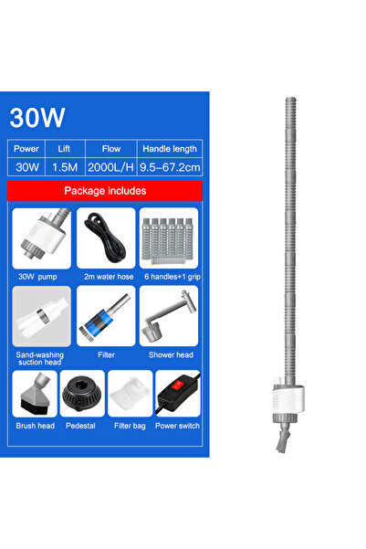 Choice مجموعة مضخة تغيير مياه حوض السمك الكهربائية بقوة 30 واط، أداة تنظيف خز...