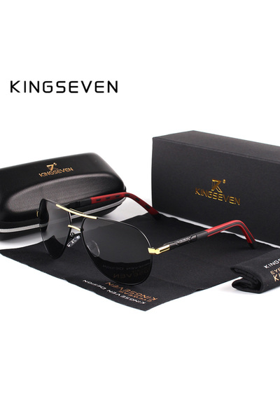 Choice original Gold Black KINGSEVEN Brand Men's Aluminum Magnesium Sun Glass...