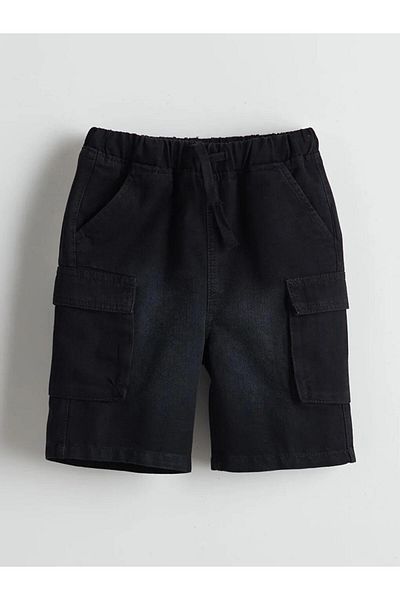 LC Waikiki Lcw Kids Black Elastic Waist Boy Jean Shorts