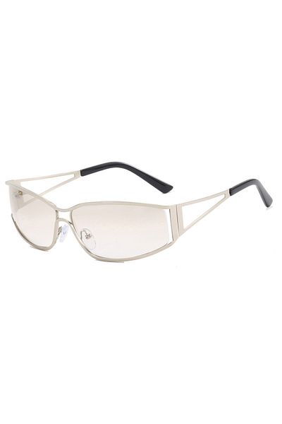 Choice Transparent Y2K Silver Sunglasses Color Hollowed Out Future Sense Of Technology Hot Girls Net Red Su