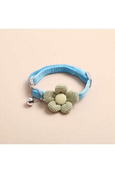 Choice Blue 1Pc Cat Collar with Cute Flower Adjustable Buckle Cat Collar Bell Collar Cat Small Pet Suppli