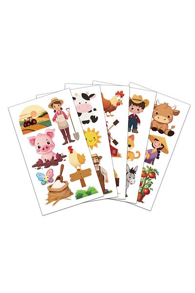 Choice 10PCS 10PCS Farm Animal Tattoo Stickers Exquisite Children's Toy Cartoon Safe Water Stickers Arm Fac