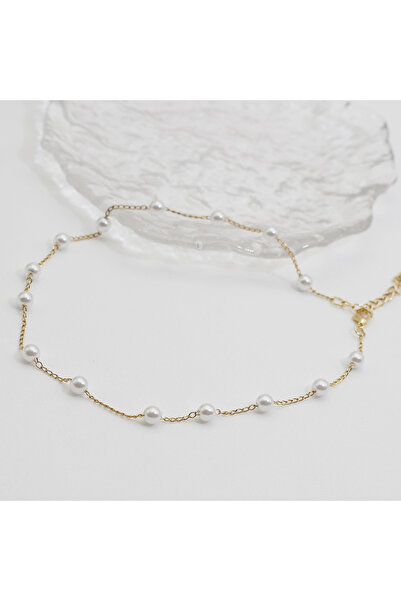 Choice سلسلة عنق نسائية من الخرز الذهبي على شكل لؤلؤة من Kpop، قلادة ذهبية ال...