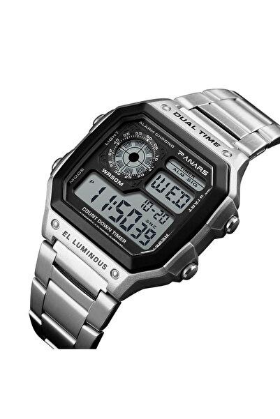 Choice ساعة يد رياضية عسكرية للرجال بسوار معدني فضي من الفولاذ المقاوم للصدأ ...